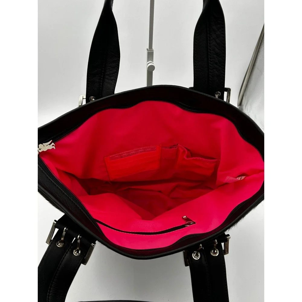 American Angel Hair-On-Hide Tote Bag Women Black Leather‎ Cowhide Western Glam